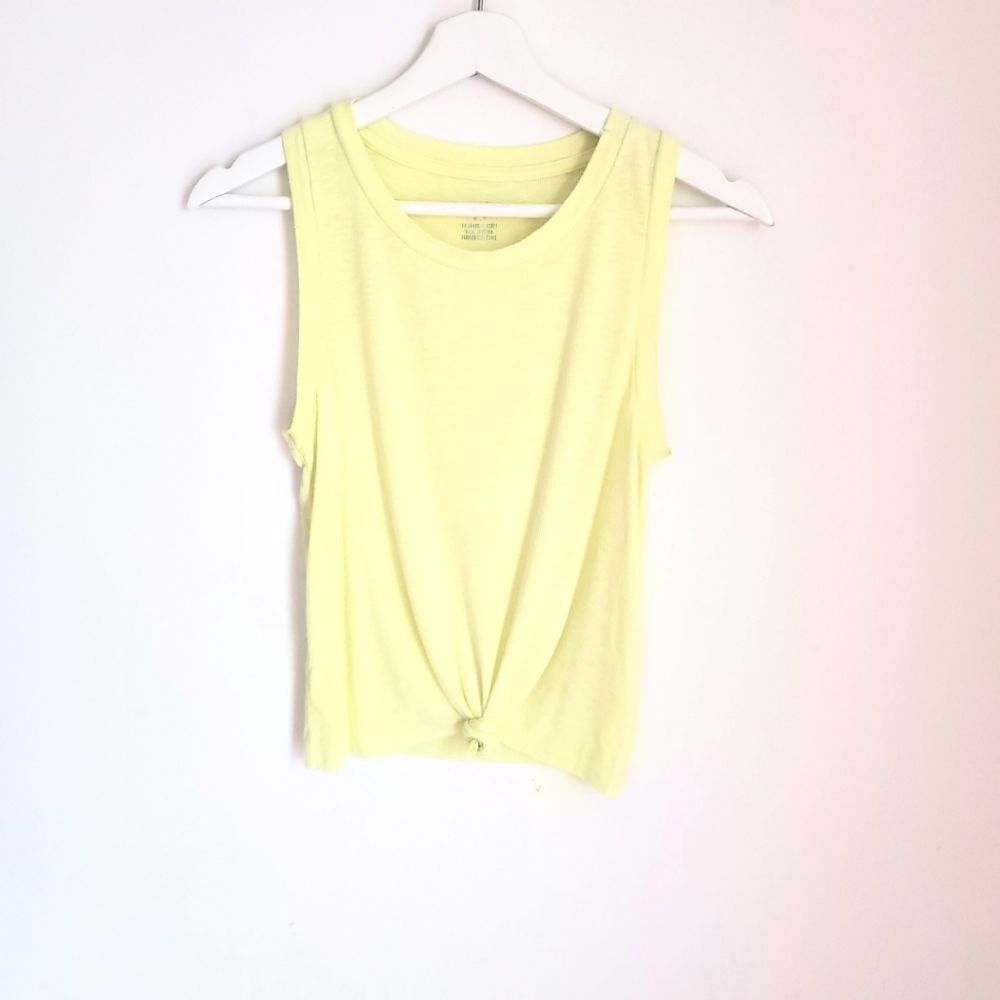 Aerie Highlighter Yellow Knotted Tank Size S